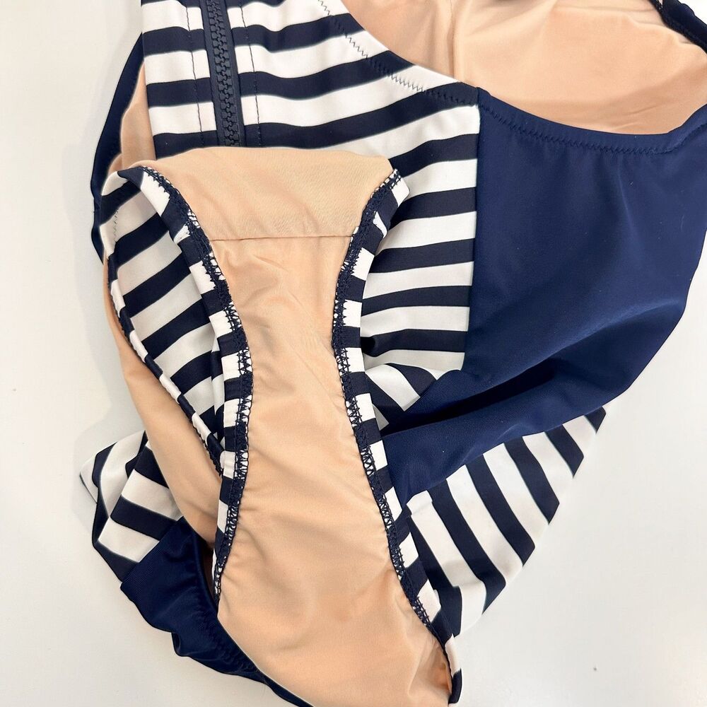 J. Crew One Piece Swimsuit Navy Stripe Sz 4 - Picture 9 of 9